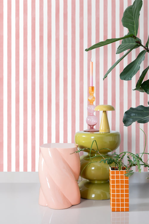 ESTAhome behang strepen roze en wit - 50 x 900 cm - 131306 - vtwonen shop