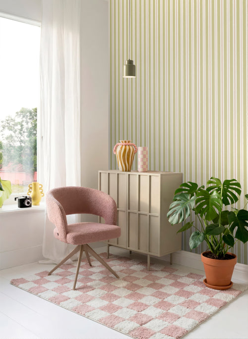 ESTAhome behang strepen groen en bruin - 50 x 900 cm - 131962