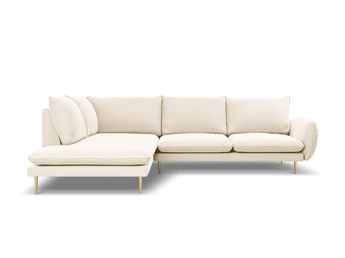 Cosmopolitan Design linker hoekbank Vienna 6-zits, flueel, lichtbeige - 185x275x95cm