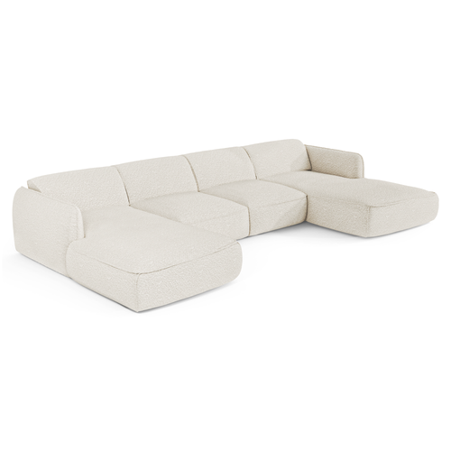 Sia Home - Panoramische banken LIVIA - Bouclette stof - Crème - 346cm - vtwonen shop