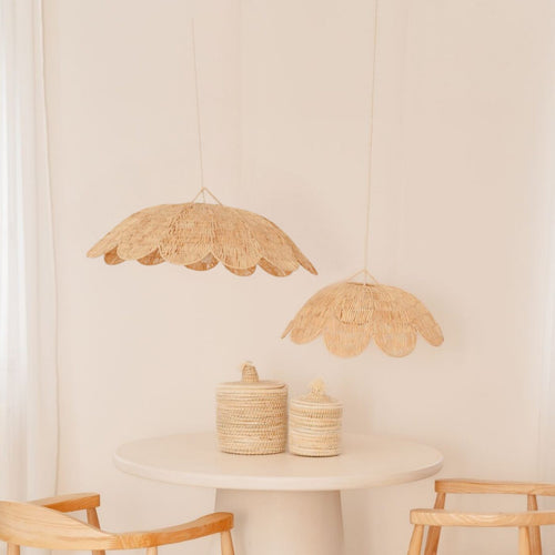 NOA MAY Hanglamp Flora - natural - raffia/metaal - Ø 70 x h 20 cm
