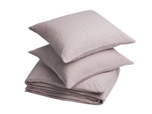 Yumeko dekbedovertrek gewassen linnen rose stripe 200x220 + 2/60x70 - vtwonen shop