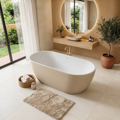 Badplaats Ligbad Bahia 170 x 75 x 58 cm – Vrijstaand Bad – Beige Mat