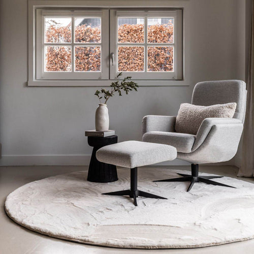 Interieur05 Vloerkleed Lux Creme -rond -zacht- hoogpolig  160 x 160 cm