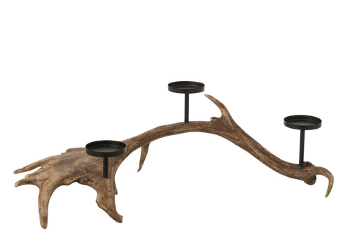 J-Line kaarshouder Antlers - polyresin - bruin - large - vtwonen shop