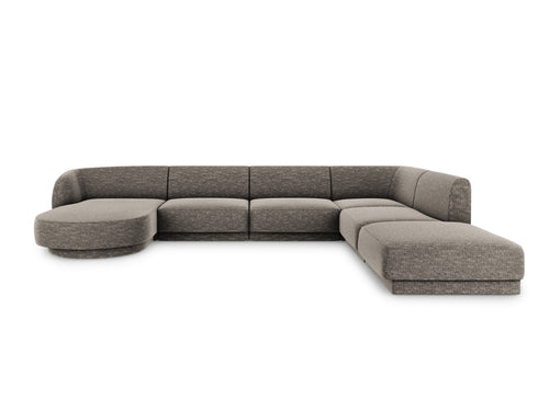 Micadoni Panoramische hoekbank rechts Miley 6-zits, chenille, grijs - 255x330x70cm