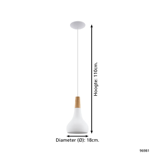 EGLO hanglamp Sabinar - e27 - ø 18 cm - wit/bruin - vtwonen shop