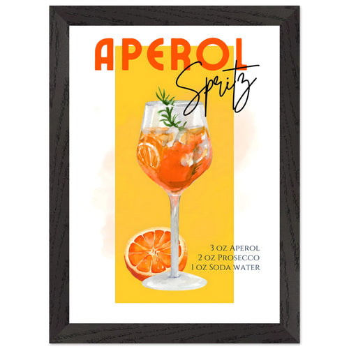 Artfulprints Poster met Lijst Aperol Spritz - Yellow   - A4 21x29.7 cm - Geel