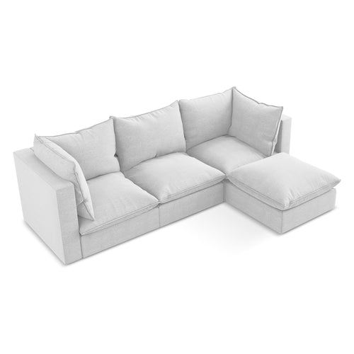 LaMiaSofa hoekbank rechts Ravenna - bouclé - zilver - 255x165x77