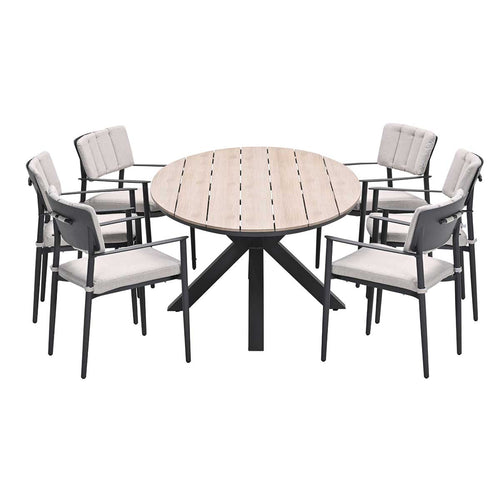 Garden Impressions tuinset Dane - Tulli - donker grijs - 220x115 cm - 7-delig