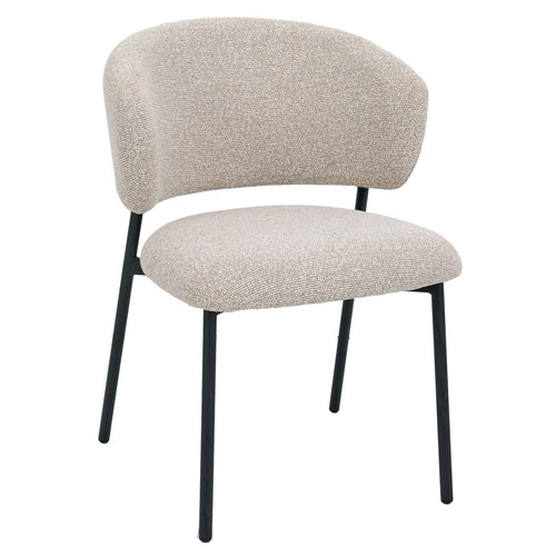 Giga Meubel Eetkamerstoel Feya Beige/Zwart - Stof - Japandi - Set van 2