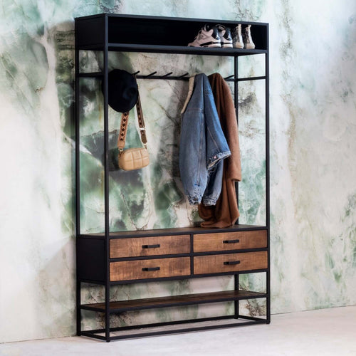 Giga Meubel Kapstokkast Lino - Hout - 9 Haken - 130x35x200cm