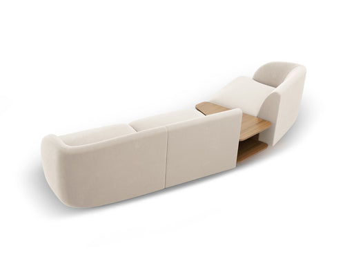 Micadoni linker modulaire bank Miley 3-zits, flueel, lichtbeige - 126x303x70cm