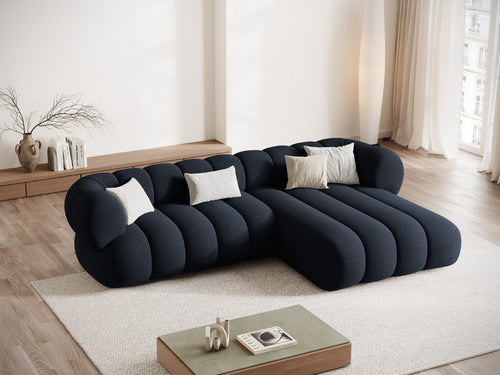 Cosmopolitan Design Hoekbank Koge 5-zits, chenille marineblauw - 165x270x70cm