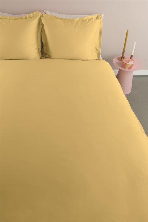 Ambiante Satin Uni dekbedovertrek - Lits-Jumeaux - 240x200/220 cm - Licht geel
