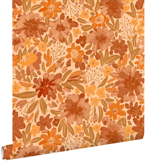 ESTAhome behang bloemen terracotta - 50 x 900 cm - 132194