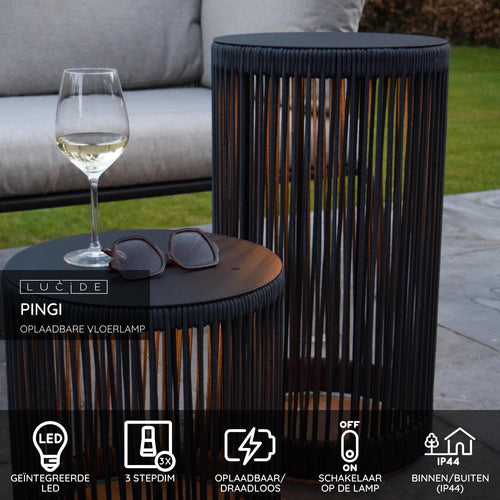 Lucide vloerlamp PINGI - Geïntegreerde LED - Zwart