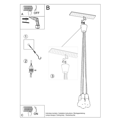 Sollux Lighting Hanglamp DIEGO 5 geel - 25x25x90cm