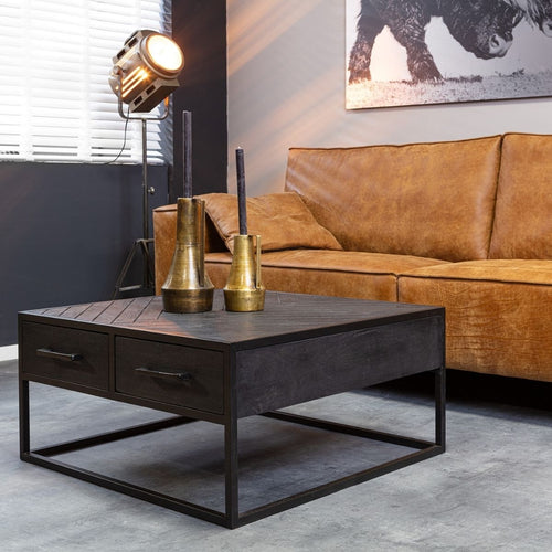 StarFurn Salontafel New York - Vierkant Zwart Hout - 80x80x40cm - vtwonen shop