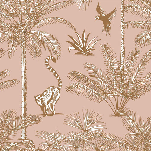ESTAhome XXL behang jungle-motief perzik roze - 50 x 837 cm - 158943
