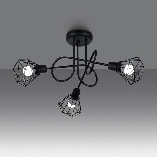 Sollux Lighting Kroonluchter ARTEMIS 3S zwart - 48x48x28,5cm