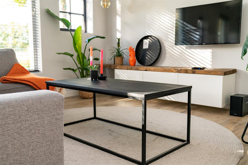 MaximaVida rechthoekige salontafel Chicago XL zwart 120 cm - pinewood fineer - vtwonen shop