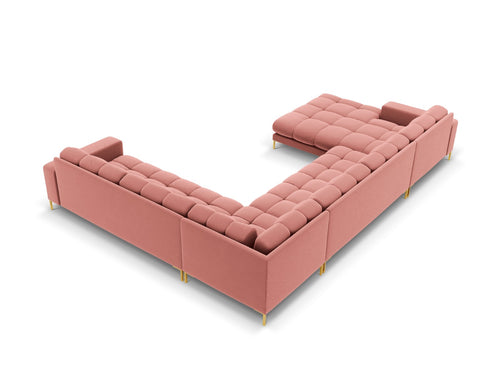 Cosmopolitan Design Panoramische hoekbank rechts Bali 7-zits, flueel, roze - 256x327x75cm