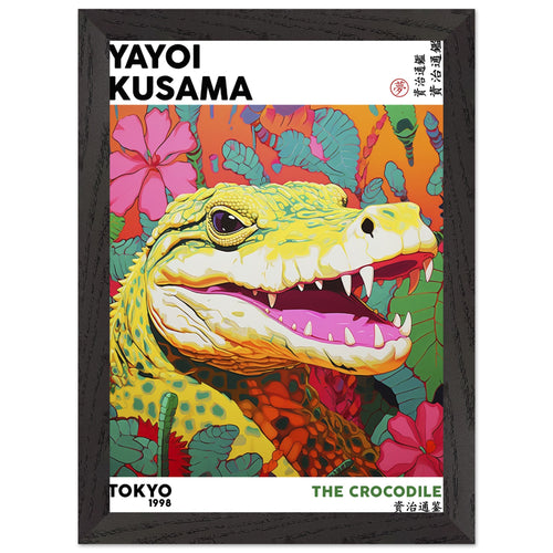 Artfulprints Poster met Lijst Yayoi Kusama - The crocodile   - A4 21x29.7 cm - Meerkleurig