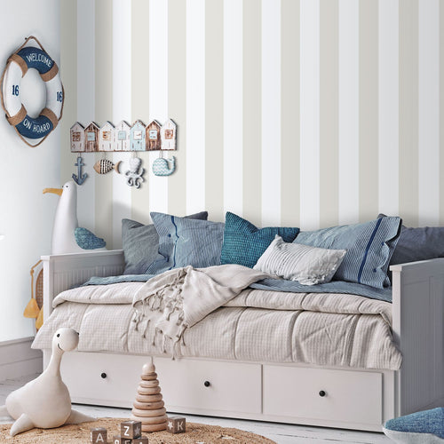 Sanders & Sanders behang strepen beige en wit - 53 cm x 10.05 m - 640659