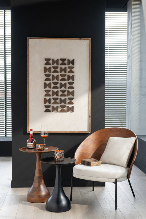 J-Line bijzettafel Paro - hout - bruin/zwart - 2 stuks