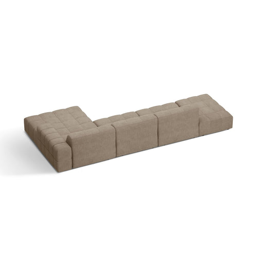 Cosmopolitan Design - Rechter hoekbank Chicago 5-zits, chenille donkerbeige - 167x348x78cm