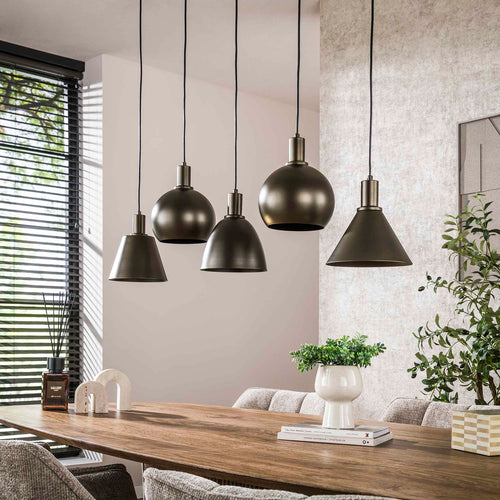 Hoyz Collection - Hanglamp Metallo Mix 5-lichts - Sienna Bruin