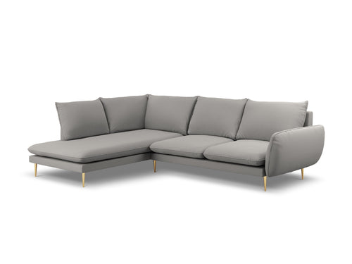 Cosmopolitan Design linker hoekbank Vienna 6-zits, boucle, grijs - 185x275x95cm