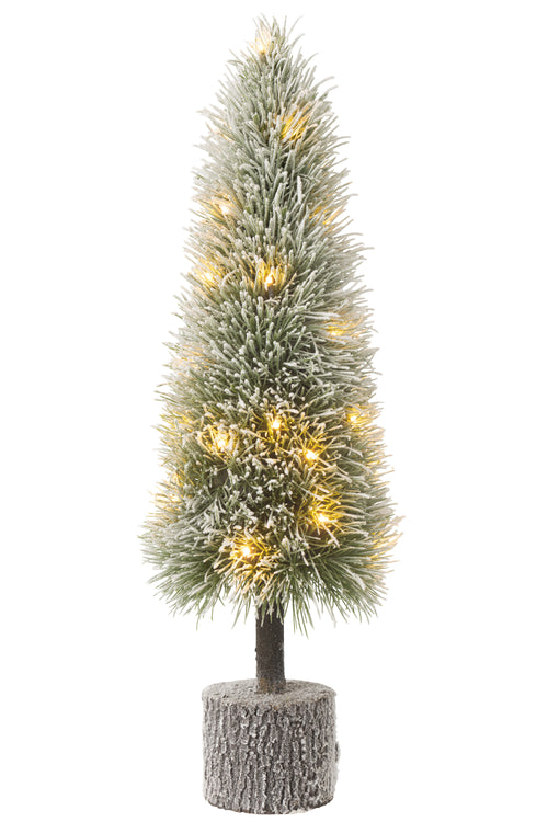 J-Line decoratie kerstboom Sneeuw - kunststof - groen - large - LED lichtjes