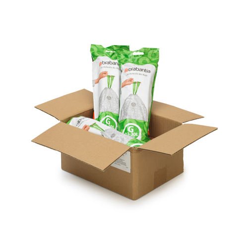 Brabantia PerfectFit afvalzak, code G, 23-30 liter, 120 stuks, set van 6 rollen - White