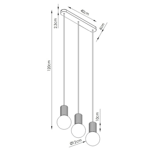 Sollux Lighting Hanglamp HALO 3L olijfgroen - 40x6x120cm