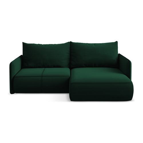 LaMiaSofa hoekbank rechts Palermo - velours - flessengroen - 207x148x86