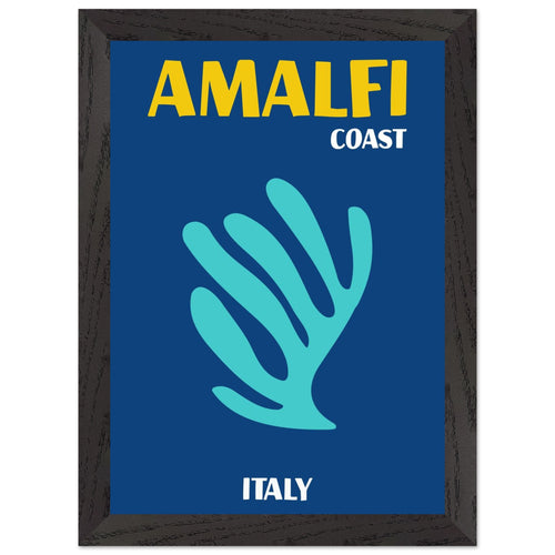 Artfulprints Poster met Lijst Italië - Amalfi   - A4 21x29.7 cm - Blauw