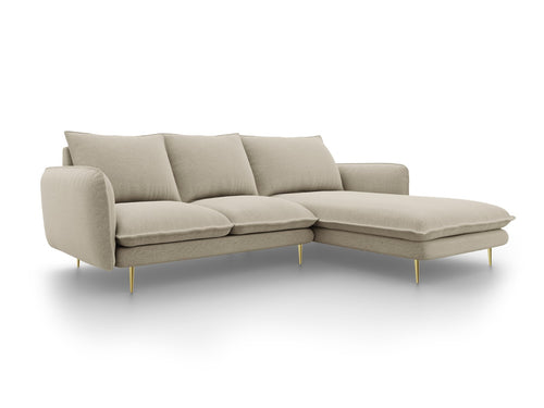 Cosmopolitan Design rechter hoekbank Vienna 5-zits, structurele stof, beige - 170x255x95cm