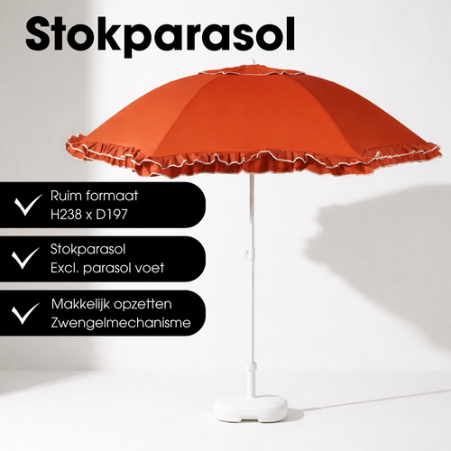 Mica Decorations Kantelbare Parasol met Streepprint - Stokparasol 238 x Ø195 cm - Tuin of Balkonparasol - Polyester, Staal - Geel, Roze