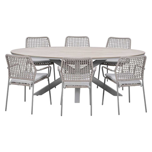 Garden Impressions Tuinset Natas 7-delig taupe - Tulli tuintafel 220x115 cm