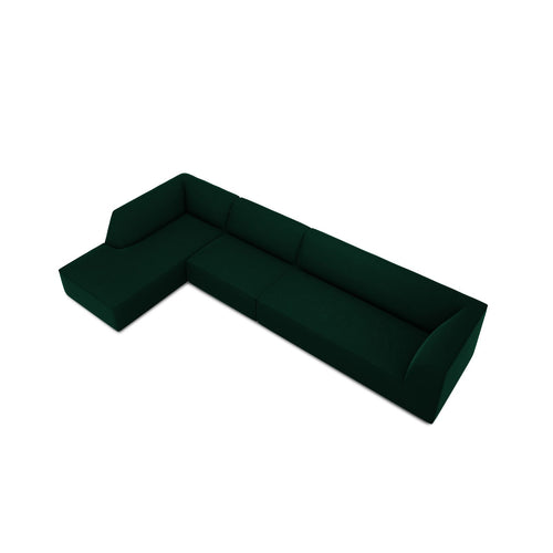 Cosmopolitan Design - Modulaire hoekbank links Siena 5-zits, flueel flessengroen - 180x366x69cm