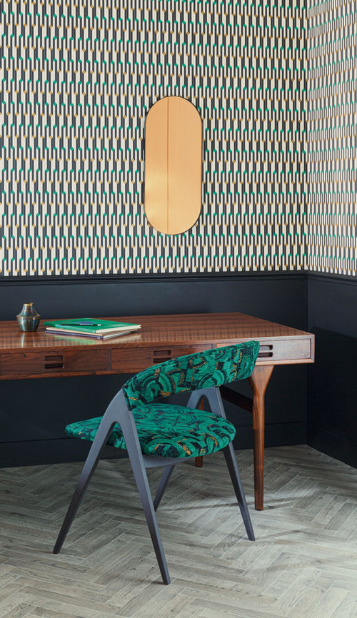 Masureel behang geometrische vormen zwart - 70 cm x 10.05 m - 630533