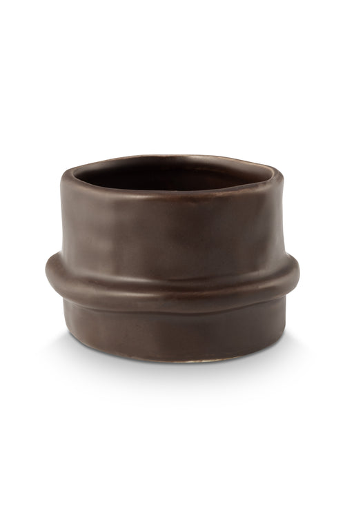 vtwonen - Waxinelichthouders Straight - Keramiek - Donkerbruin - 8.5 x 5.5 cm - Set van 2