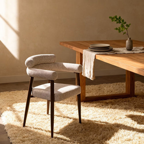 DÉJA Living Eetkamerstoel Lidingö - Beige/Walnoot Stof - Set van 2