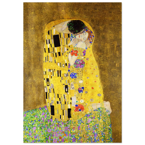 Artfulprints Poster met Lijst Gustav Klimt - The kiss   - 50x70 cm - Geel