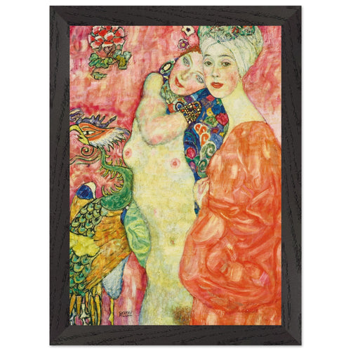 Artfulprints Poster met Lijst Gustav Klimt - The women friends   - A4 21x29.7 cm - Roze