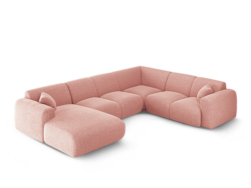 Cosmopolitan Design Panoramische hoekbank rechts Nolio 6-zits, chenille roze - 252x342x72cm