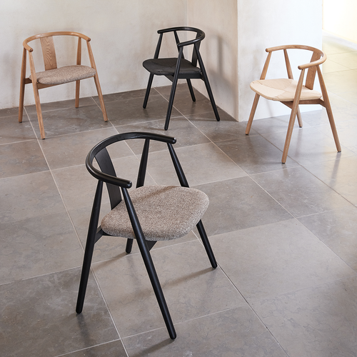 Olivine Kenza Eikenhouten Eetkamerstoel - Naturel met Warm Grijs Zitting - vtwonen shop