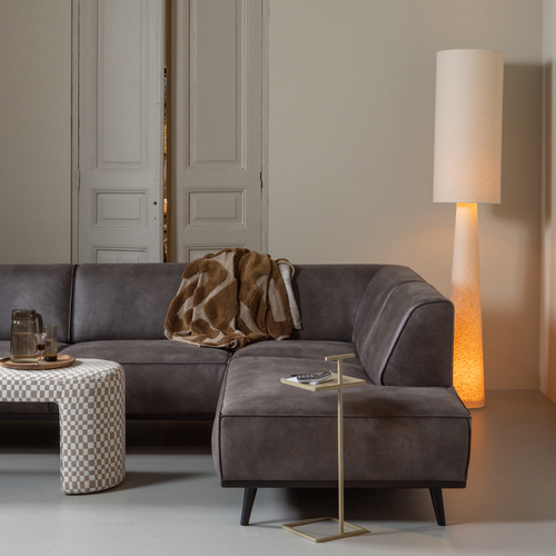 WOOOD hoekbank rechts Statement - Lederlook - Donkergrijs - 77x274x210